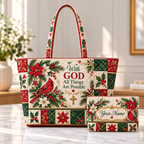 Personalized Red Cardinal Quilted Shoulder Bag & Storage Bag
