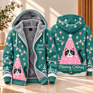 Meowy Catmas Personalized Fleece Jacket