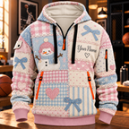 Personalized Pastel Snowman Half-Zip Hoodie