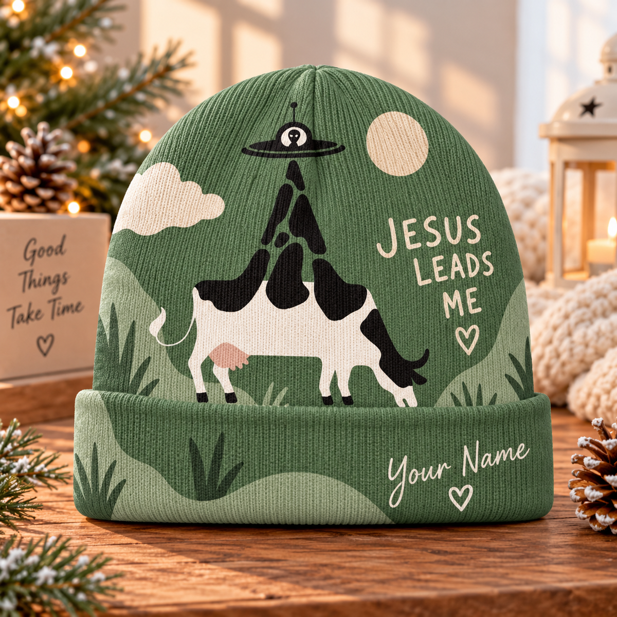 Personalized Cow UFO Beanie Hat