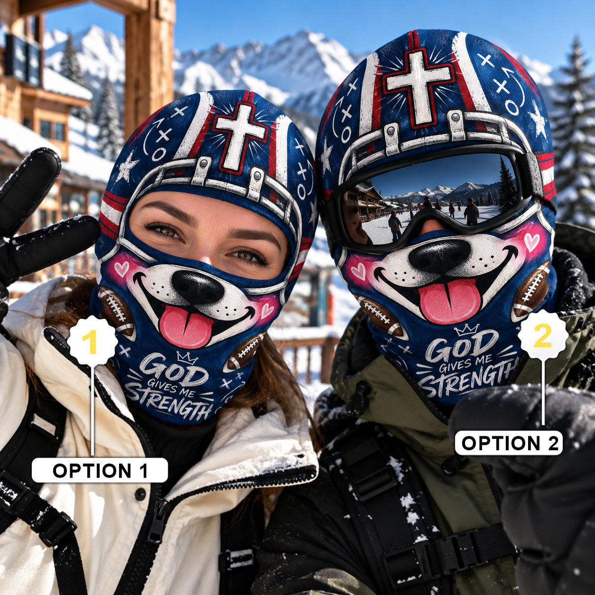 God Gives Me Strength Dog Funny Face Ski Mask