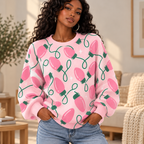 Pink String Lights Waffle Sweatshirt
