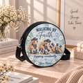 Personalized Cowgirl Horses Walking by Faith Leather Round Bag