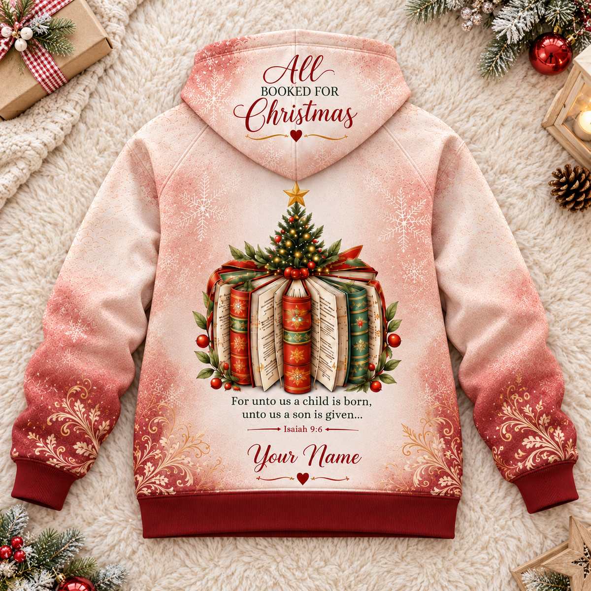 Personalized Holiday Books Zip Hoodie