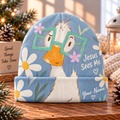 Personalized Goose Floral Glasses Beanie Hat