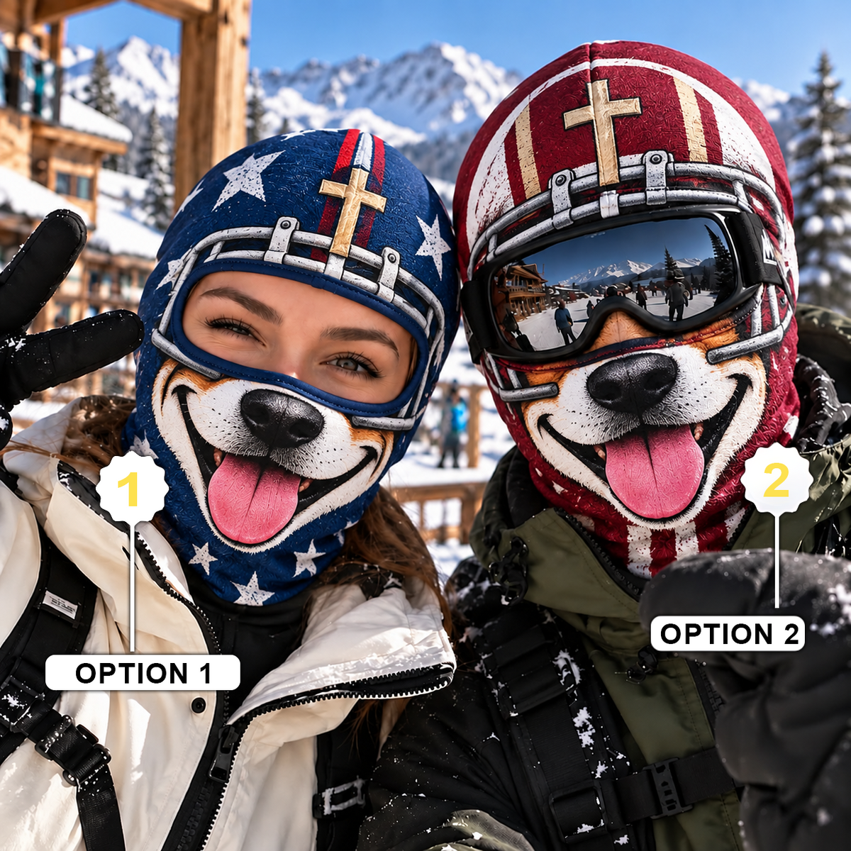 Patriotic Football Dog Funny Face Ski Mask