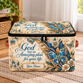 Personalized Teal Butterfly Square Storage Basket With Lid