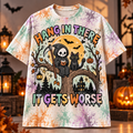 Hang in There It Gets Worse Reaper Cat T-Shirt