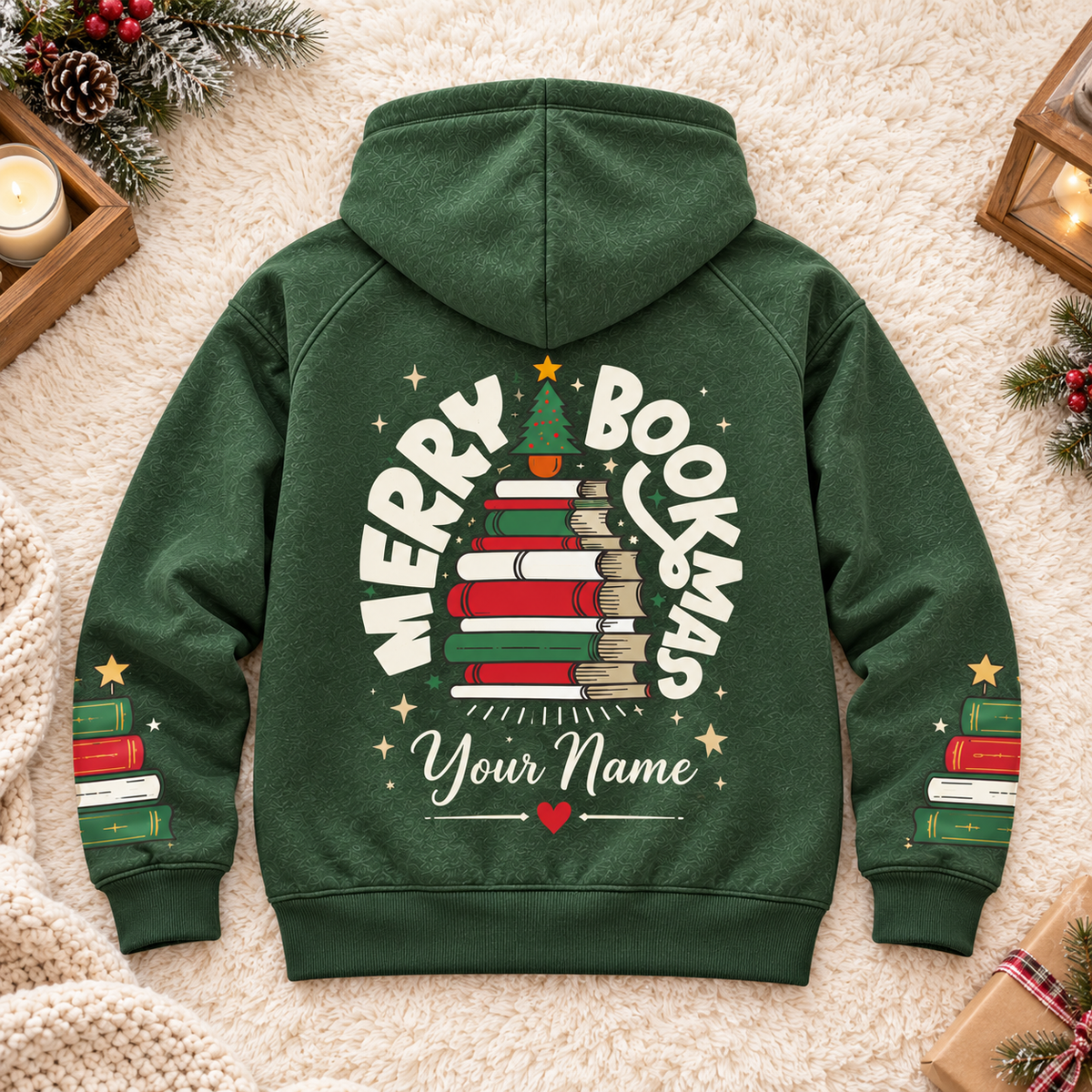 Personalized Merry Bookmas Zip Hoodie
