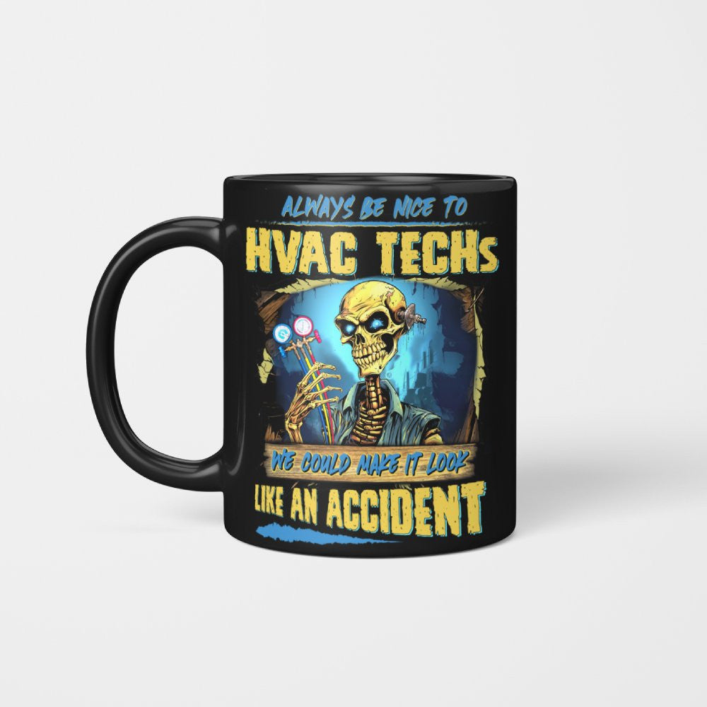 Always Be Nice HVAC Tech Apparel - Funny Skeleton T-Shirt Hoodie & More - grunx260804-0098