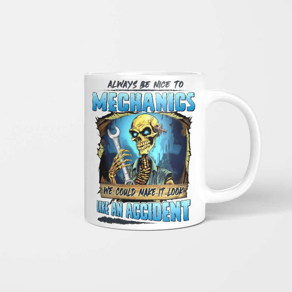 Always Be Nice To Mechanics Apparel - Skull Humor T-Shirt, Hoodie & More - grunx260804-0110