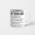 5 Things You Should Know About My Husband Heavy Equipment Operator Apparel - Funny Gift T-Shirt, Hoodie & More - grunx260804-0023