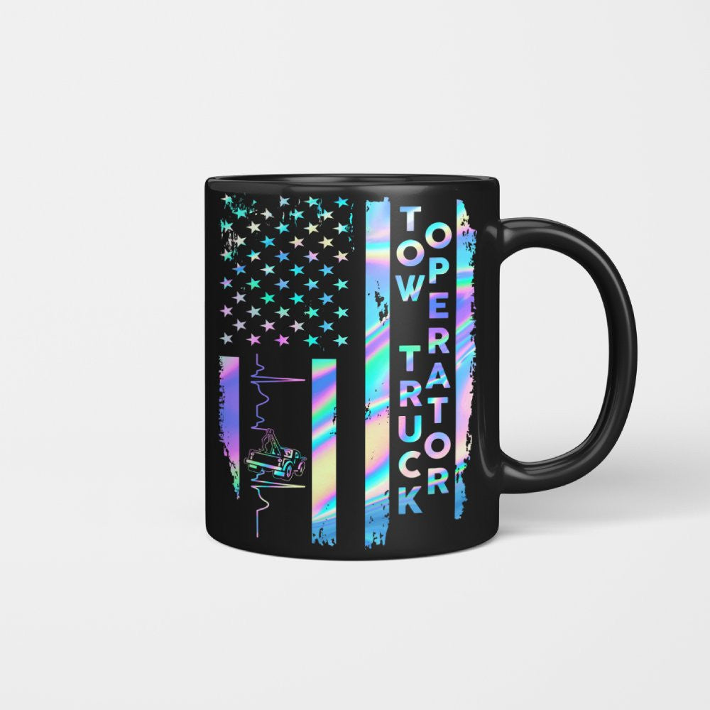 American Flag Holographic - Tow Truck Operator Pride T-Shirt Hoodie & More - grunx260804-0150