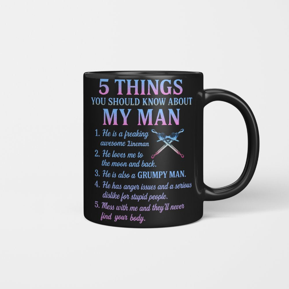 5 Things About My Man - Lineman Funny T-Shirt, Hoodie & More - grunx260804-0006