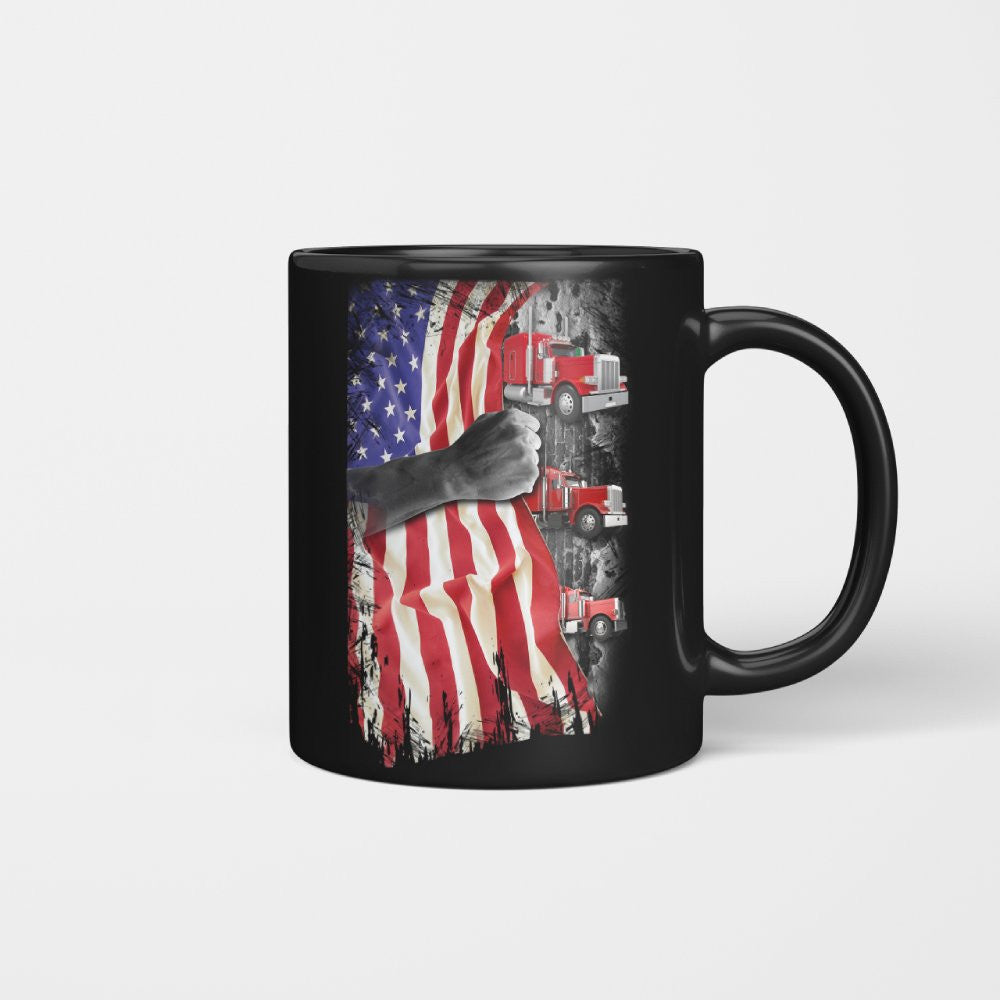 American Flag Fist Power - Patriotic Trucker Apparel T-Shirt, Hoodie & More - grunx260804-0145