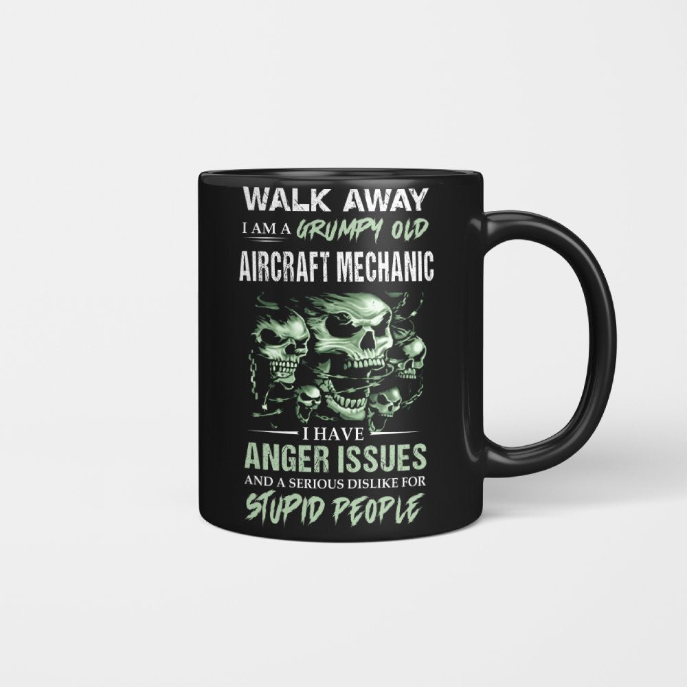 Grumpy Anger Issues - Aircraft Mechanic Skull Warning T-Shirt, Hoodie & More - grunx260804-0178