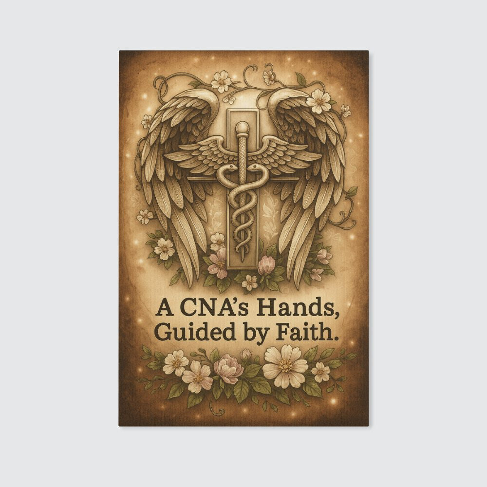 A CNA's Hands Guided By Faith - Portrait Canvas Wall Art - grunx260804-0063