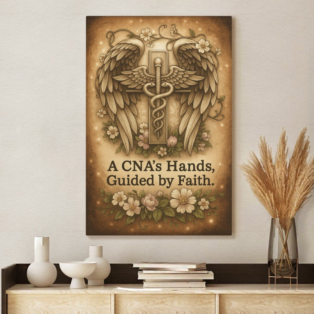 A CNA's Hands Guided By Faith - Portrait Canvas Wall Art - grunx260804-0063