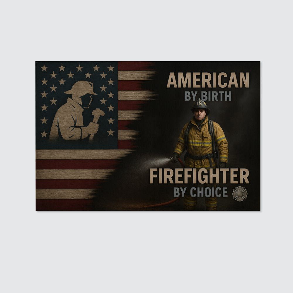 American By Birth Firefighter By Choice - Firefighter Canvas Poster - grunx260804-0127