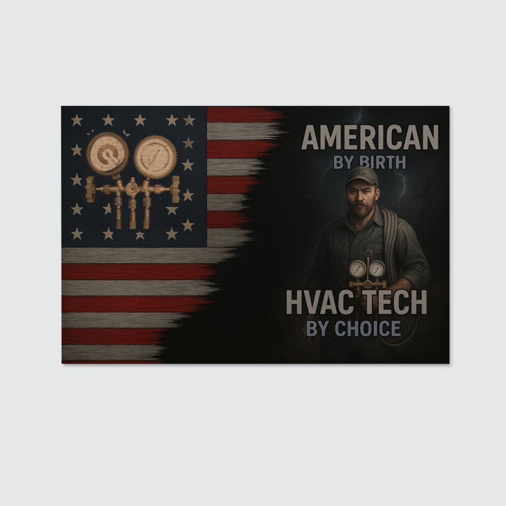 American By Birth HVAC Tech By Choice - HVAC Canvas Poster - grunx260804-0129
