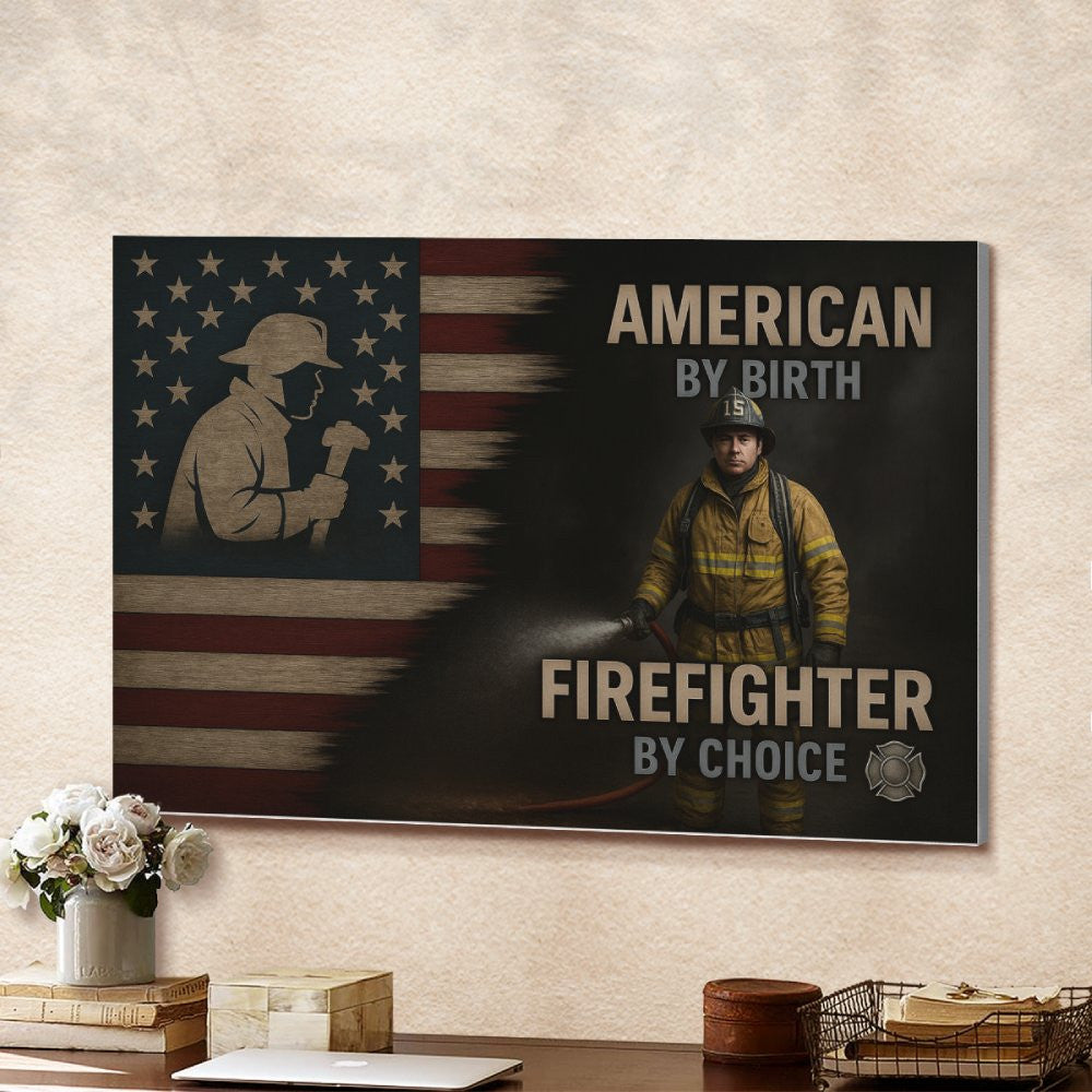 American By Birth Firefighter By Choice - Firefighter Canvas Poster - grunx260804-0127