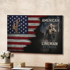 American By Birth, Lineman By Choice - Landscape Canvas Wall Art - grunx260804-0133