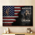 American By Birth, Lineman By Choice - Landscape Canvas Wall Art - grunx260804-0133