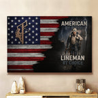 American By Birth, Lineman By Choice - Landscape Canvas Wall Art - grunx260804-0133