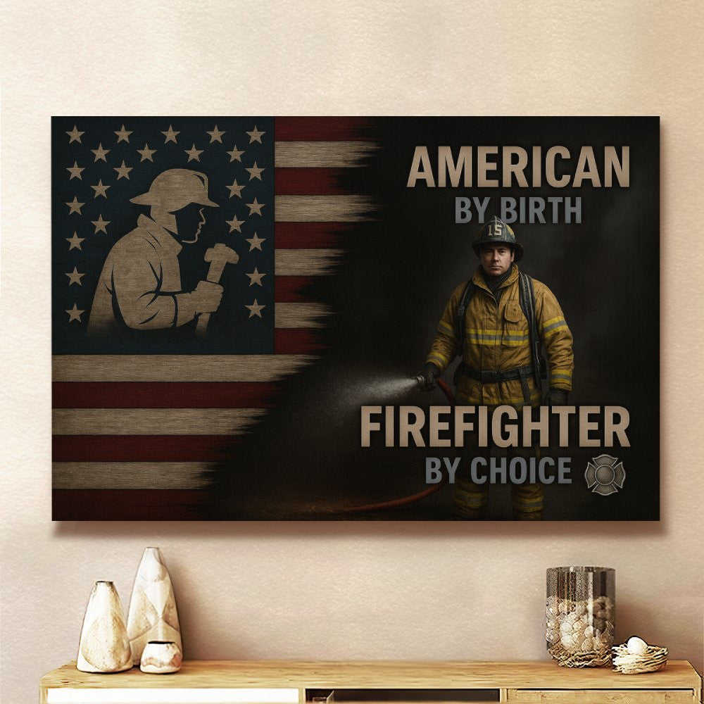 American By Birth Firefighter By Choice - Firefighter Canvas Poster - grunx260804-0127