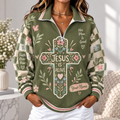 Personalized Olive Floral Women's Half-zip Sweatshirt NWY076