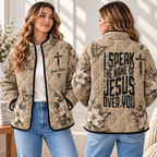 Personalized I Speak Jesus Butterfly Quilted Jacket