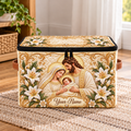 Personalized Ivory Lily Square Storage Basket With Lid