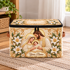 Personalized Ivory Lily Square Storage Basket With Lid