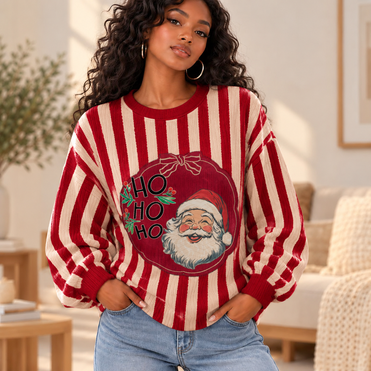 Ho Ho Ho Vintage Santa Waffle Sweatshirt