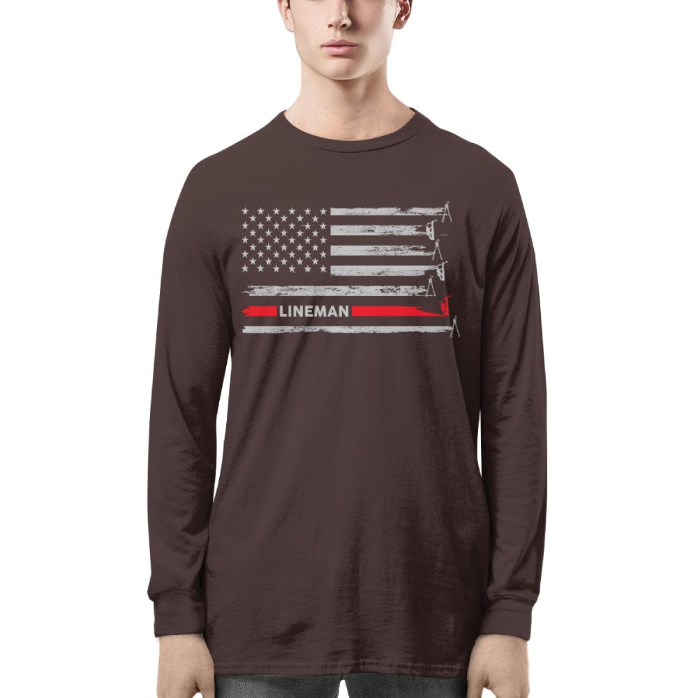 American Flag Lineman Apparel - Patriotic Utility Worker T-Shirt, Hoodie & More - grunx260804-0152