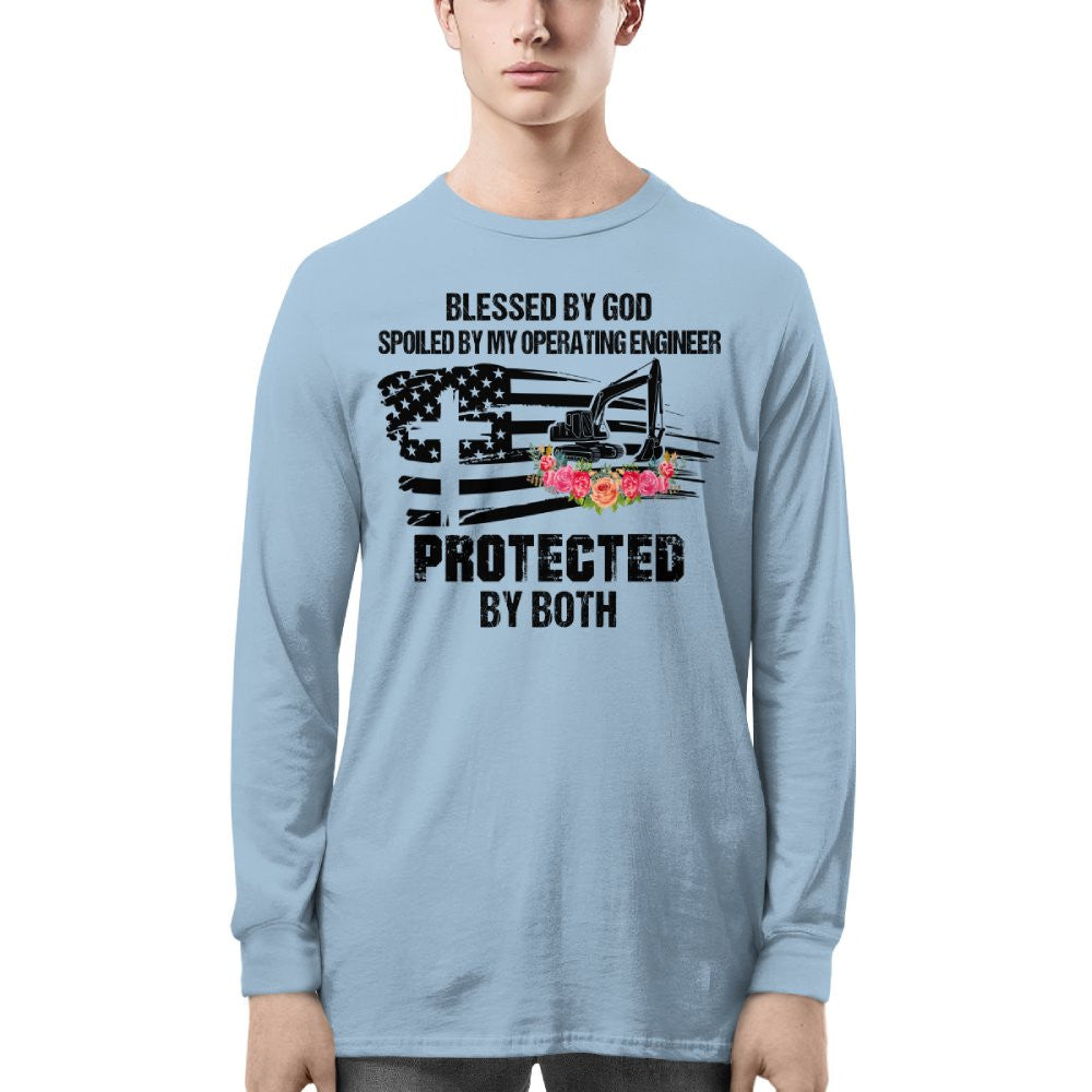 Blessed By God Protected By My Operating Engineer T-Shirt Hoodie & More - grunx260804-0181