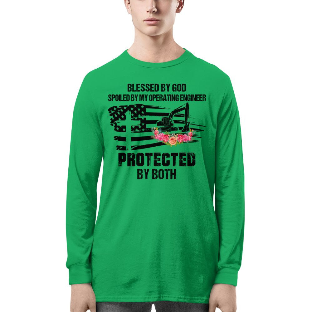 Blessed By God Protected By My Operating Engineer T-Shirt Hoodie & More - grunx260804-0181