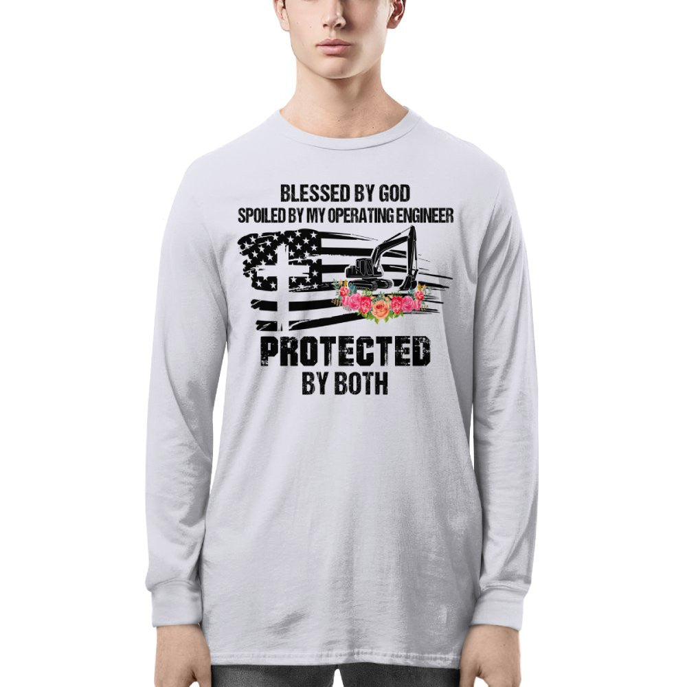 Blessed By God Protected By My Operating Engineer T-Shirt Hoodie & More - grunx260804-0181