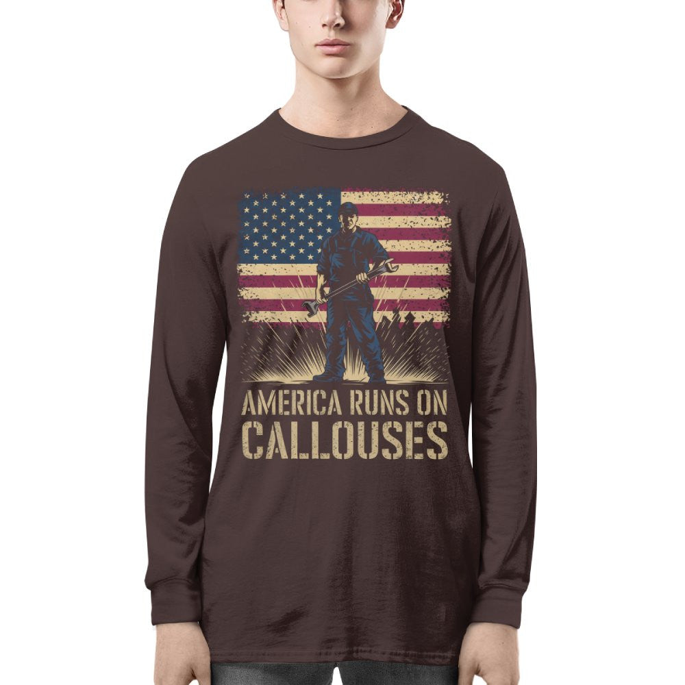 America Runs On Callouses - Blue Collar Worker T-Shirt, Hoodie & More - grunx260804-0119
