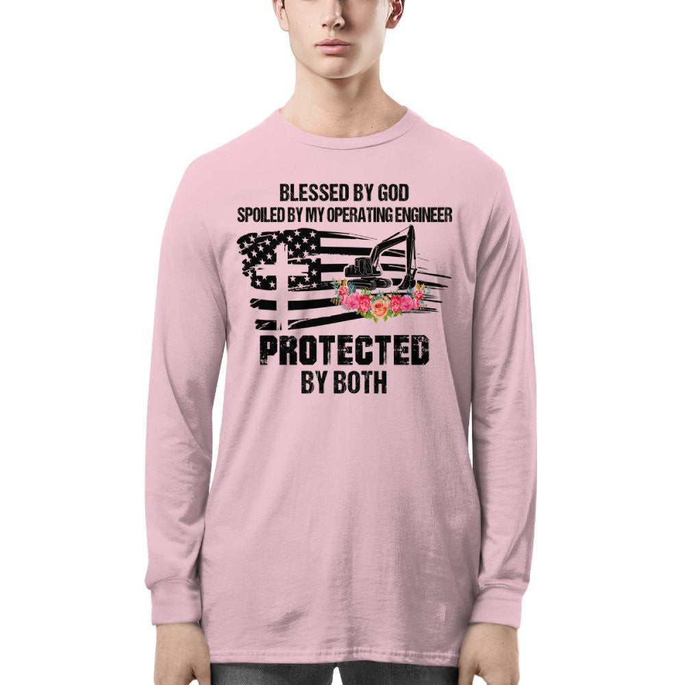 Blessed By God Protected By My Operating Engineer T-Shirt Hoodie & More - grunx260804-0181