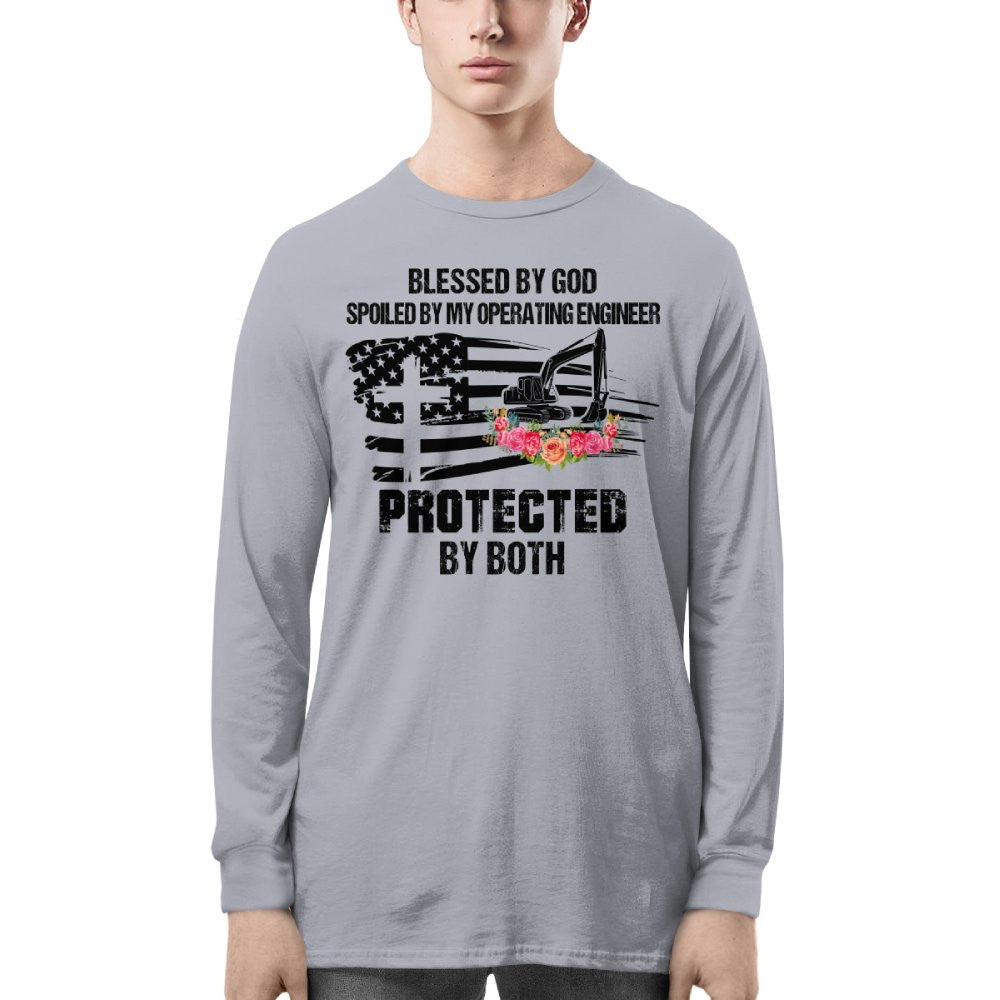 Blessed By God Protected By My Operating Engineer T-Shirt Hoodie & More - grunx260804-0181