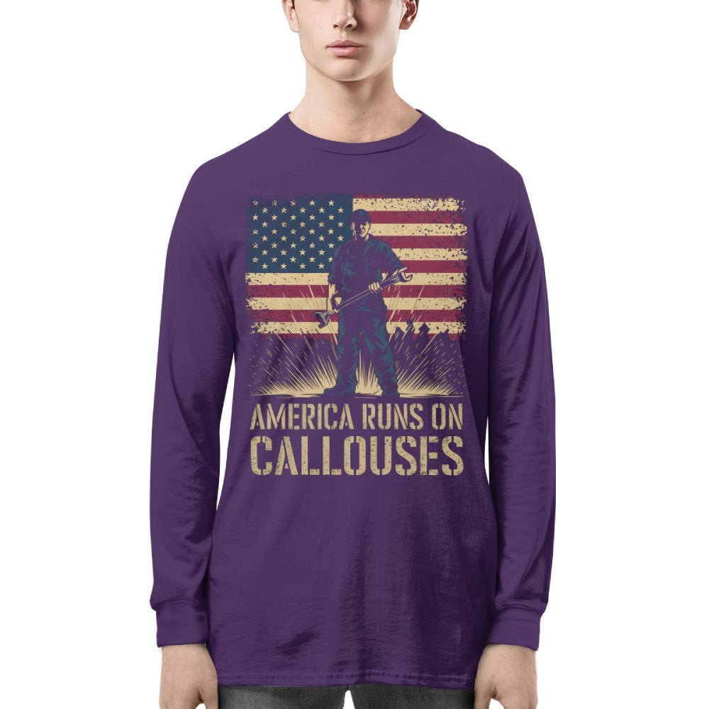 America Runs On Callouses - Blue Collar Worker T-Shirt, Hoodie & More - grunx260804-0119