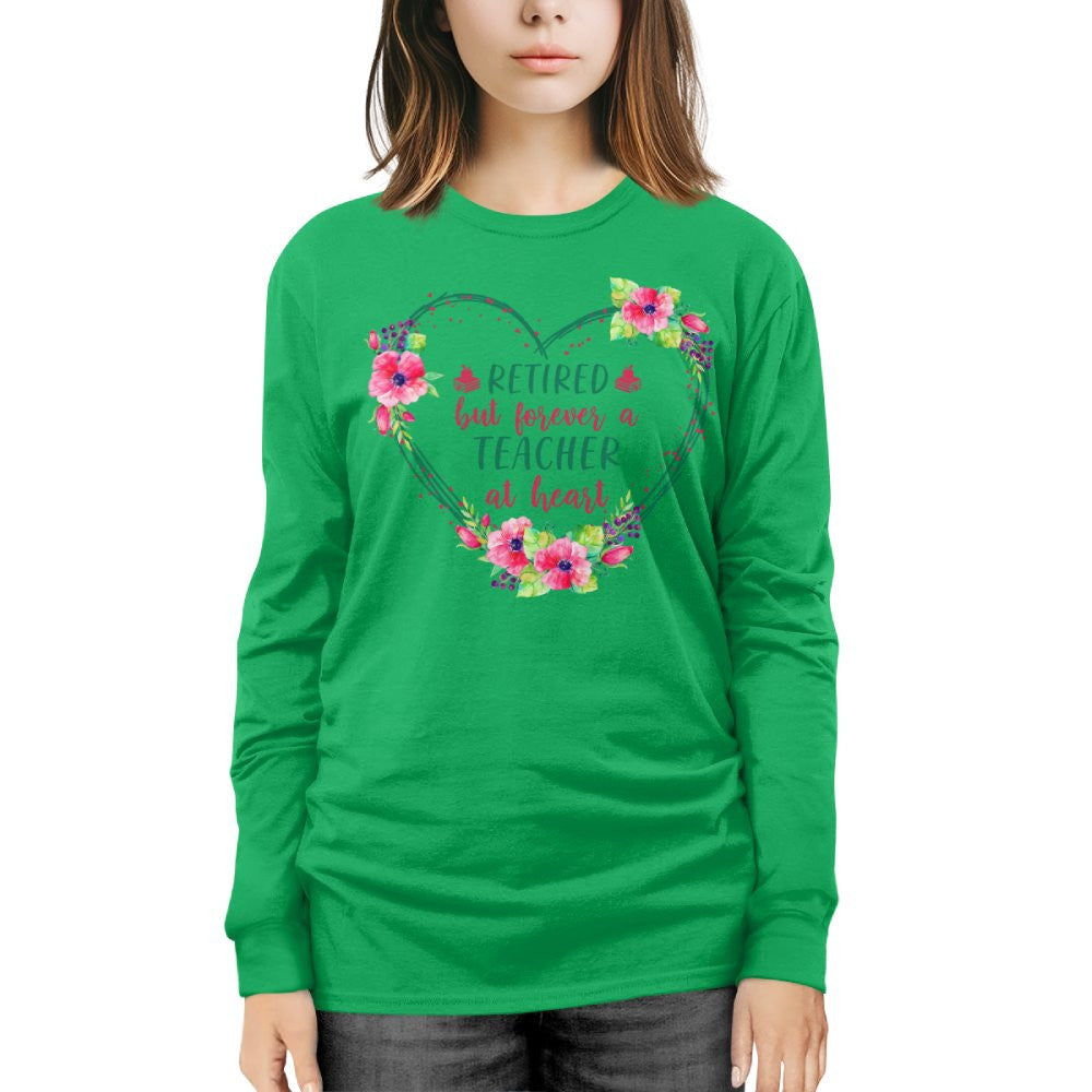 Forever A Teacher - Floral Heart Retired Educator T-Shirt, Hoodie & More - grunx260804-0227