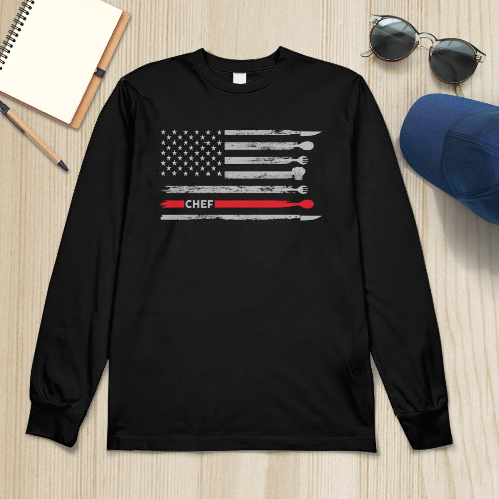 American Flag Chef Apparel - Patriotic Kitchen Crew T-Shirt, Hoodie & More - grunx260804-0143