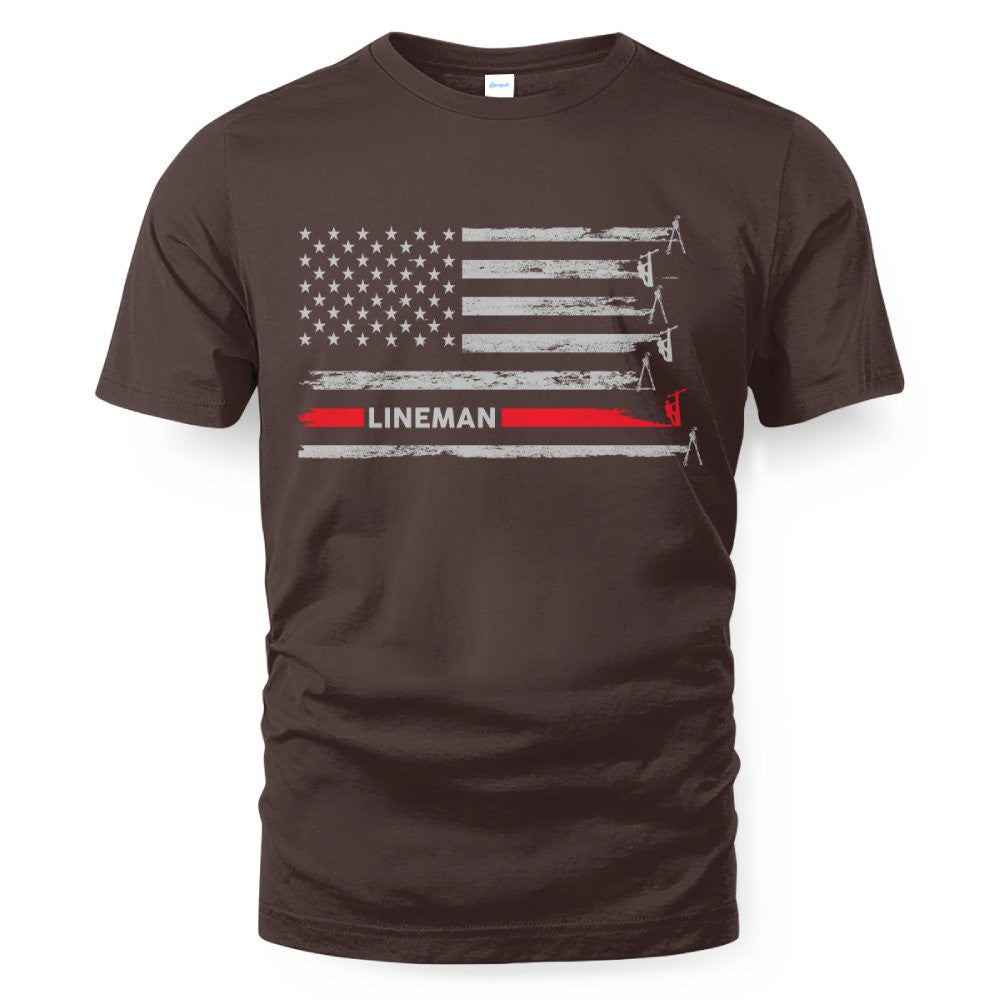 American Flag Lineman Apparel - Patriotic Utility Worker T-Shirt, Hoodie & More - grunx260804-0152
