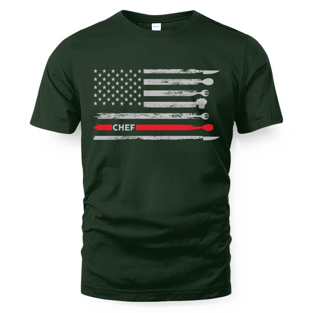 American Flag Chef Apparel - Patriotic Kitchen Crew T-Shirt, Hoodie & More - grunx260804-0143