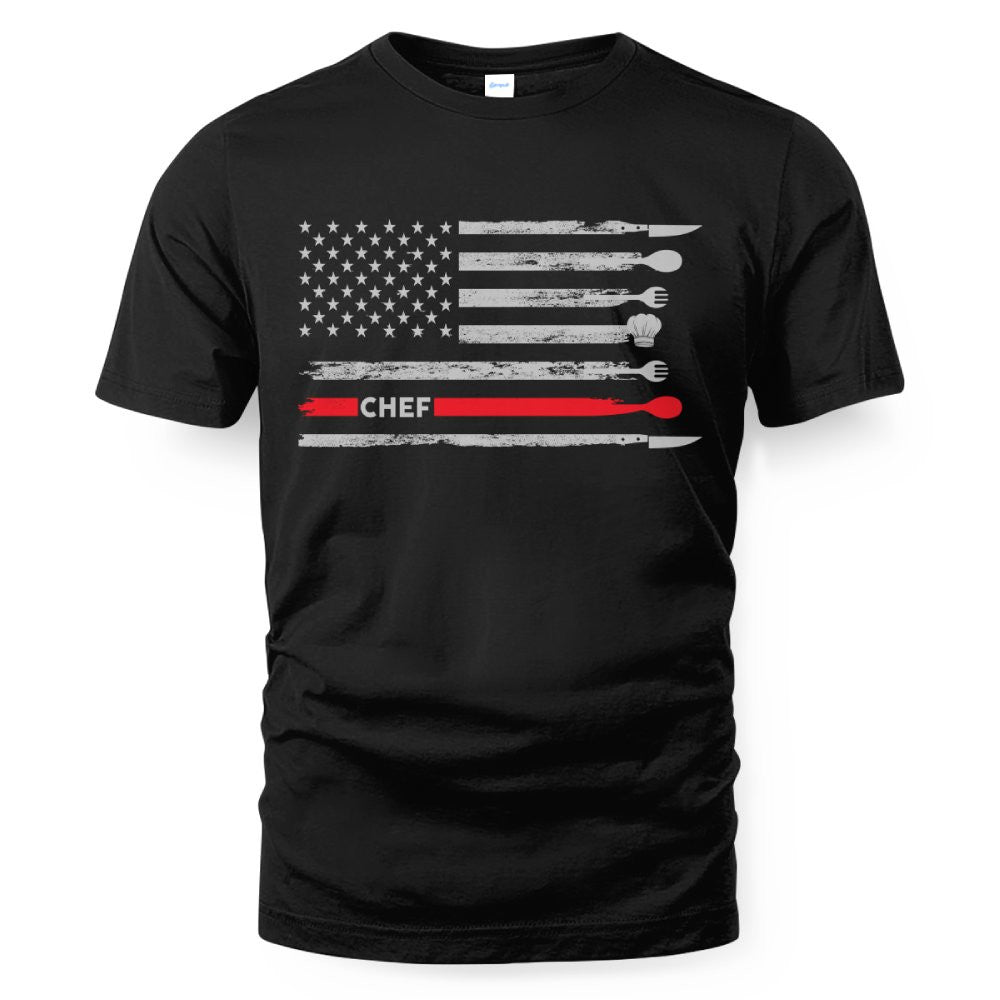 American Flag Chef Apparel - Patriotic Kitchen Crew T-Shirt, Hoodie & More - grunx260804-0143