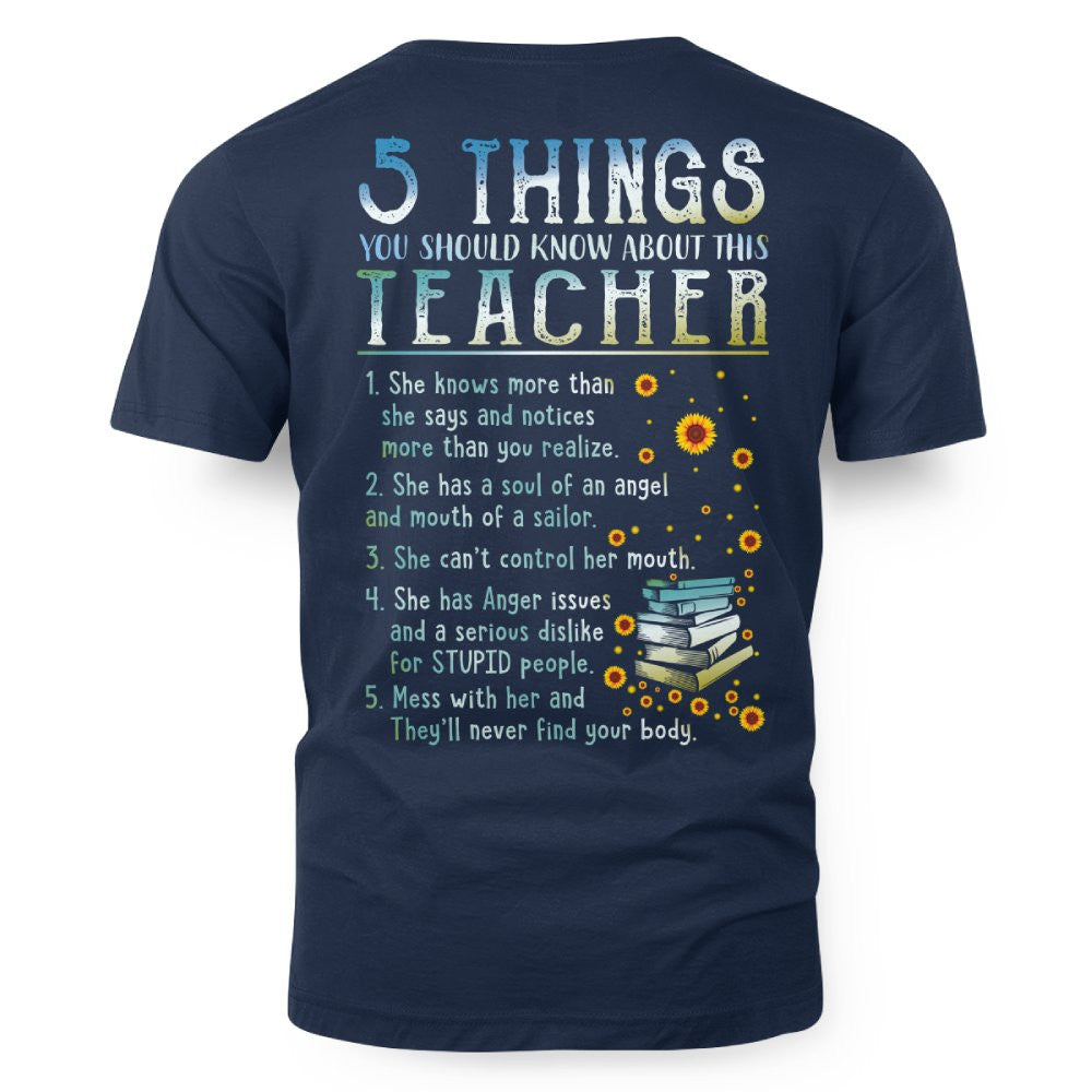5 Things List - Bold Funny Teacher Statement T-Shirt, Hoodie & More - grunx260804-0058