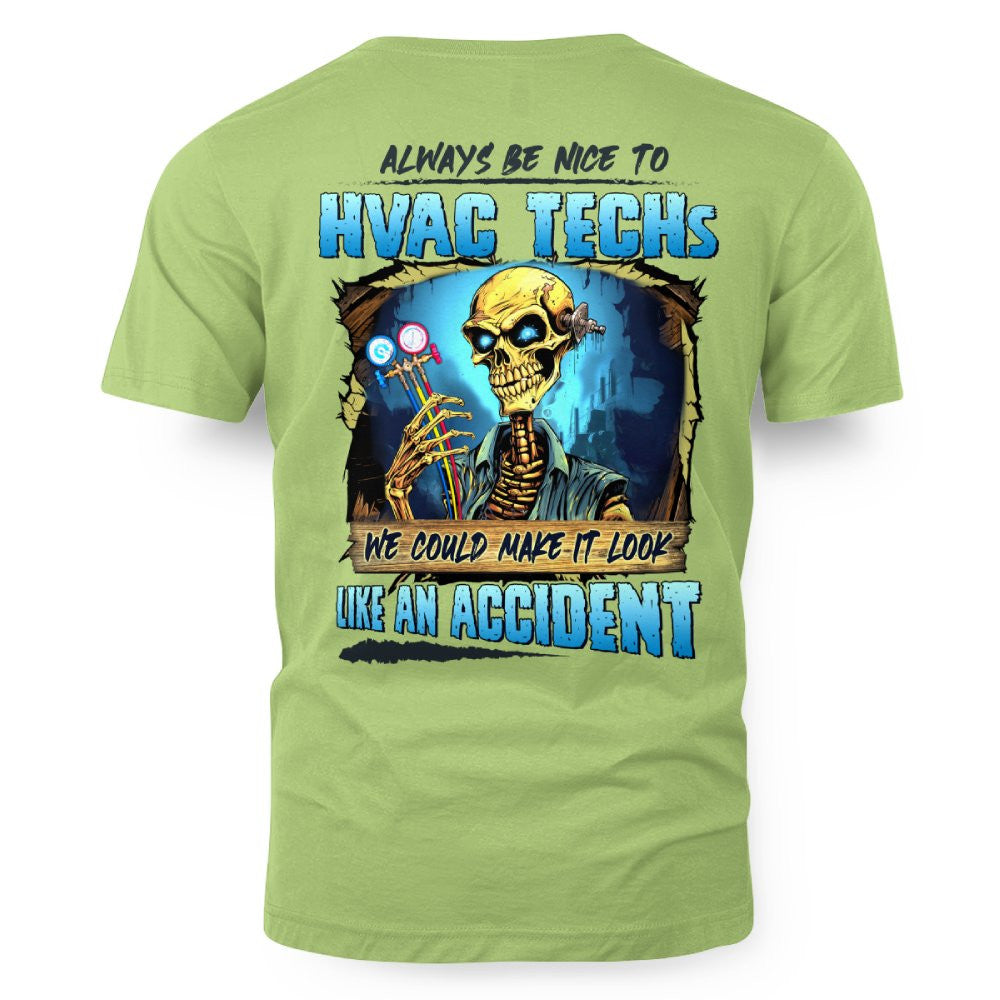 Always Be Nice HVAC Tech Apparel - Funny Skull T-Shirt, Hoodie & More - grunx260804-0099