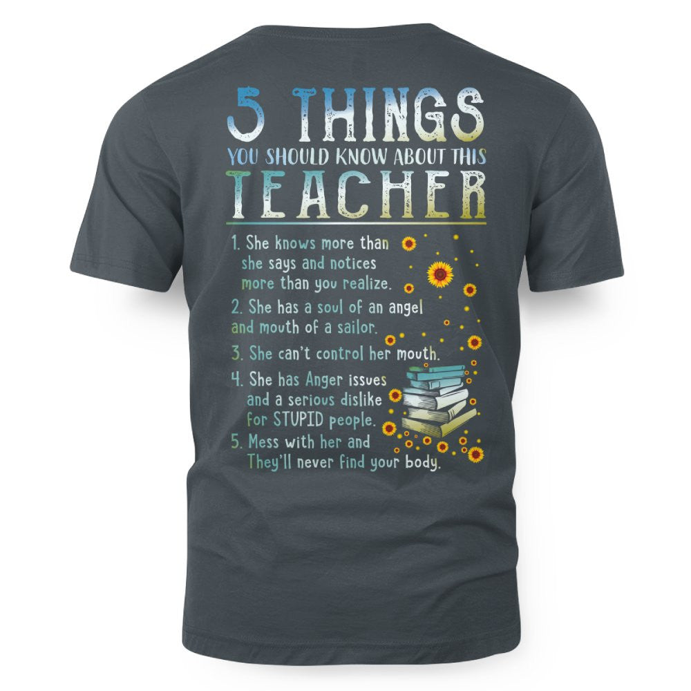 5 Things List - Bold Funny Teacher Statement T-Shirt, Hoodie & More - grunx260804-0058